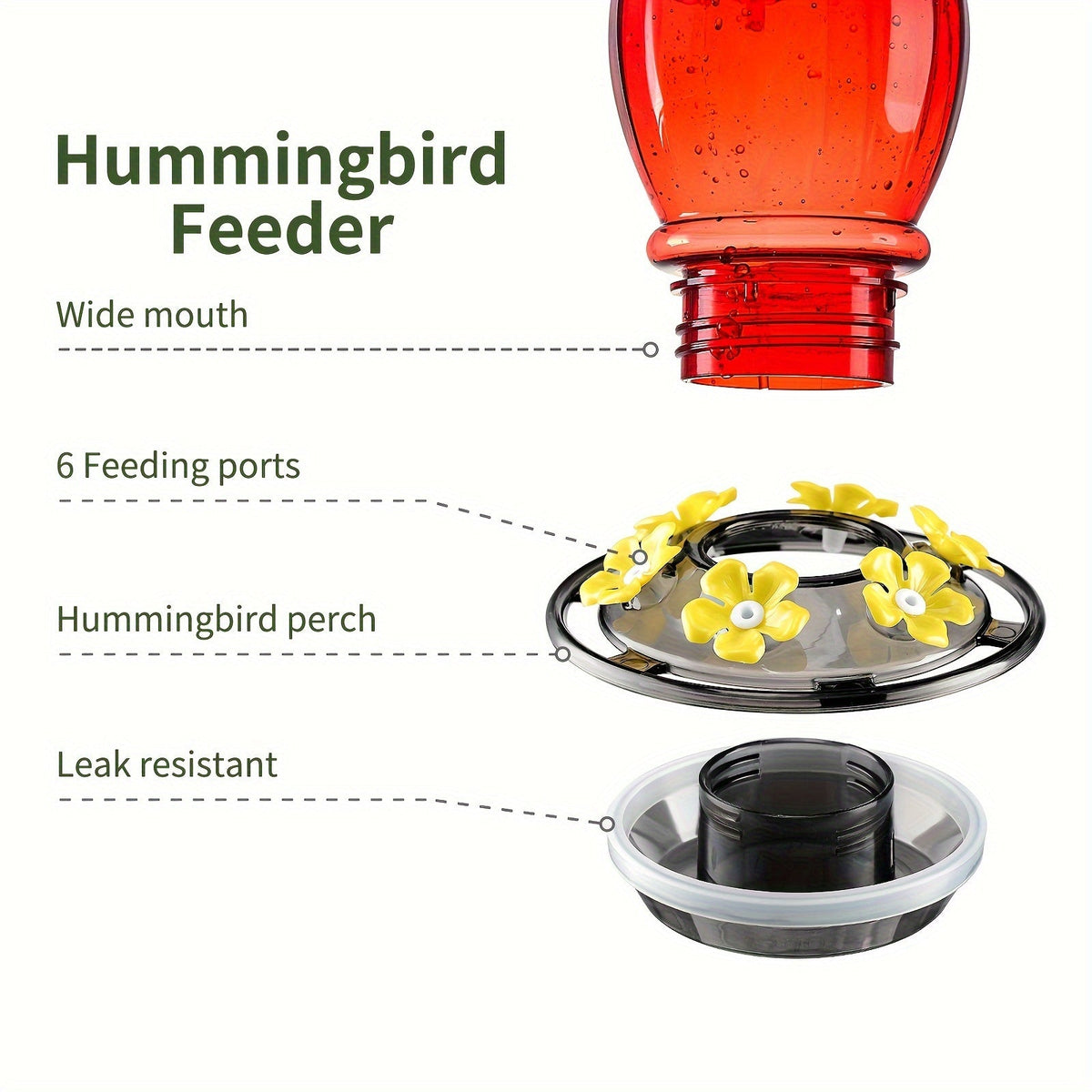 Ant-Moat Hummingbird Feeder With 6 Feeding Ports