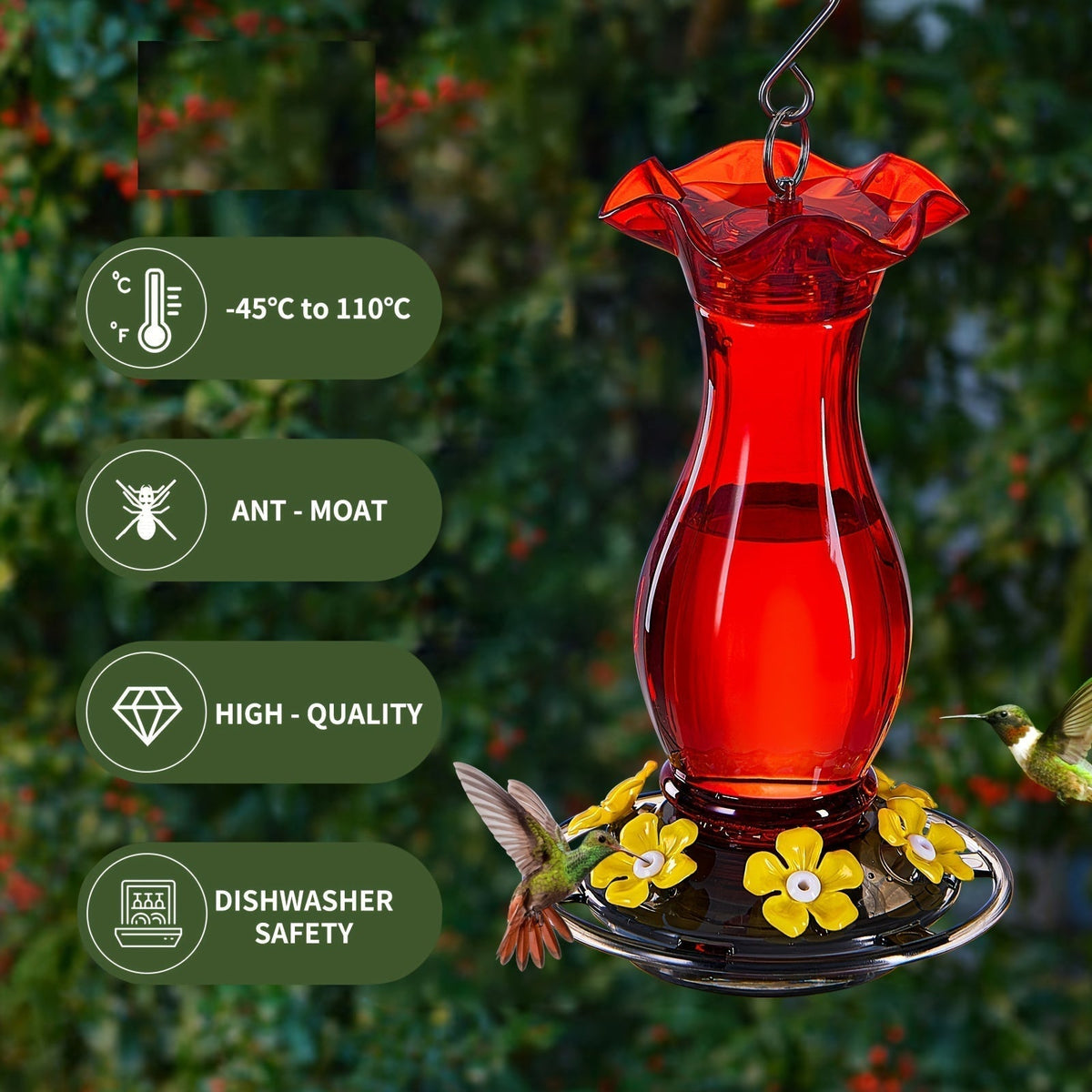 Ant-Moat Hummingbird Feeder With 6 Feeding Ports