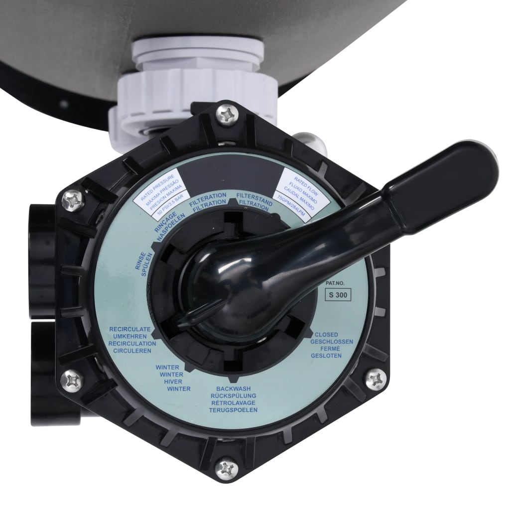 NNEVL Pool Sand Filter with Side Mount 6-Way Valve Grey