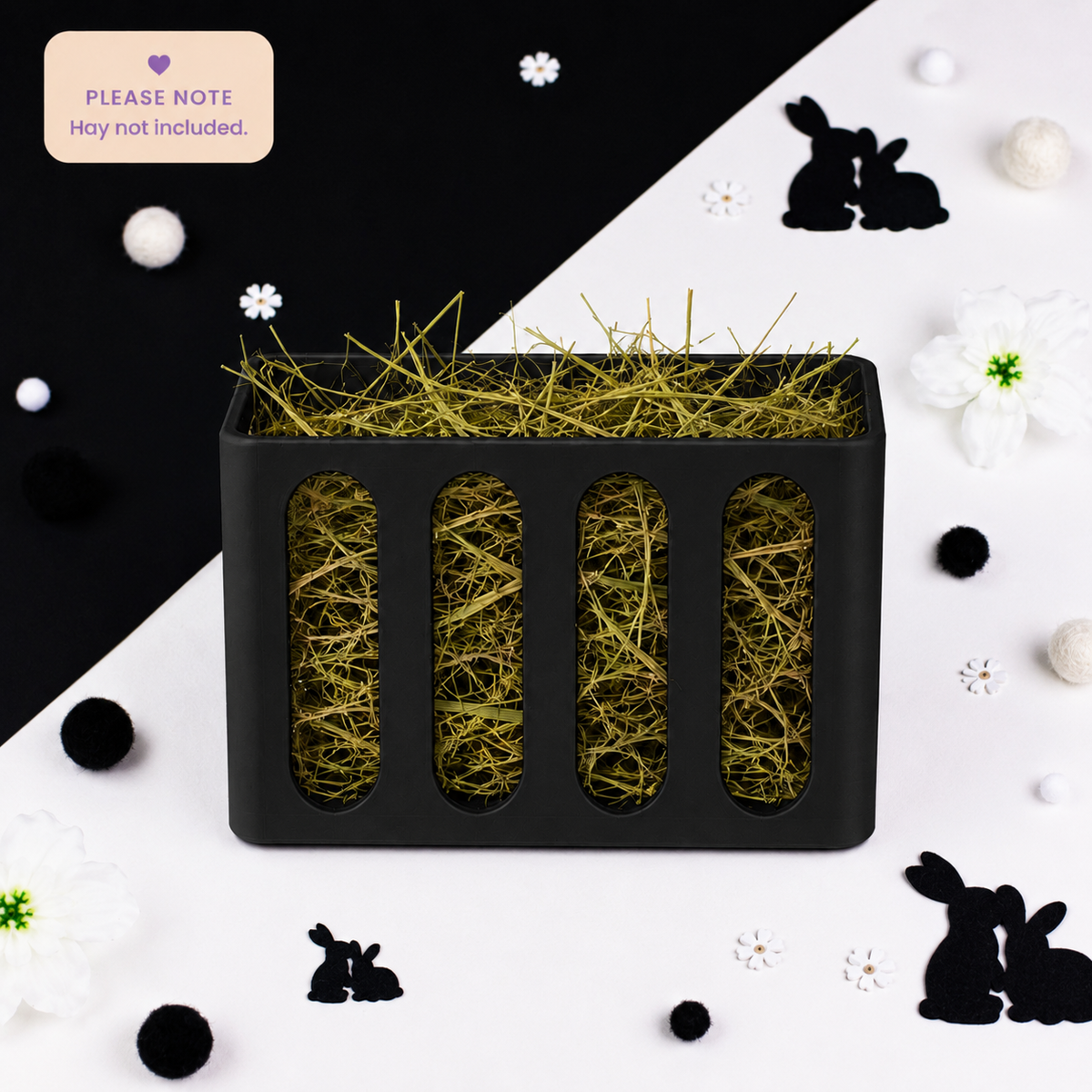 Guinea Pig & Rabbit Hay Rack – Jet Black | Cage & Wall Mounted | Made in Britain