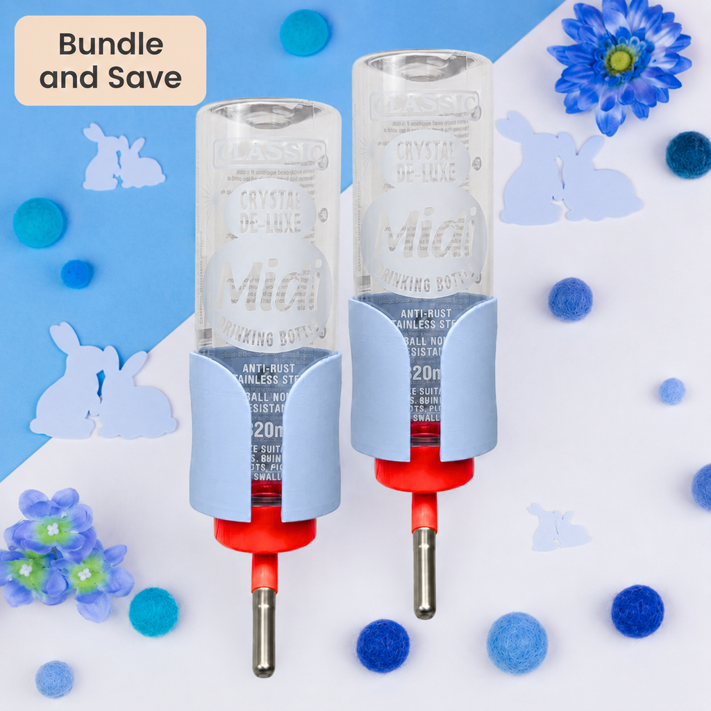 Guinea Pig Bottle Holder Duo Pack – Pastel Blue | 2x No-Wire | Made in Britain