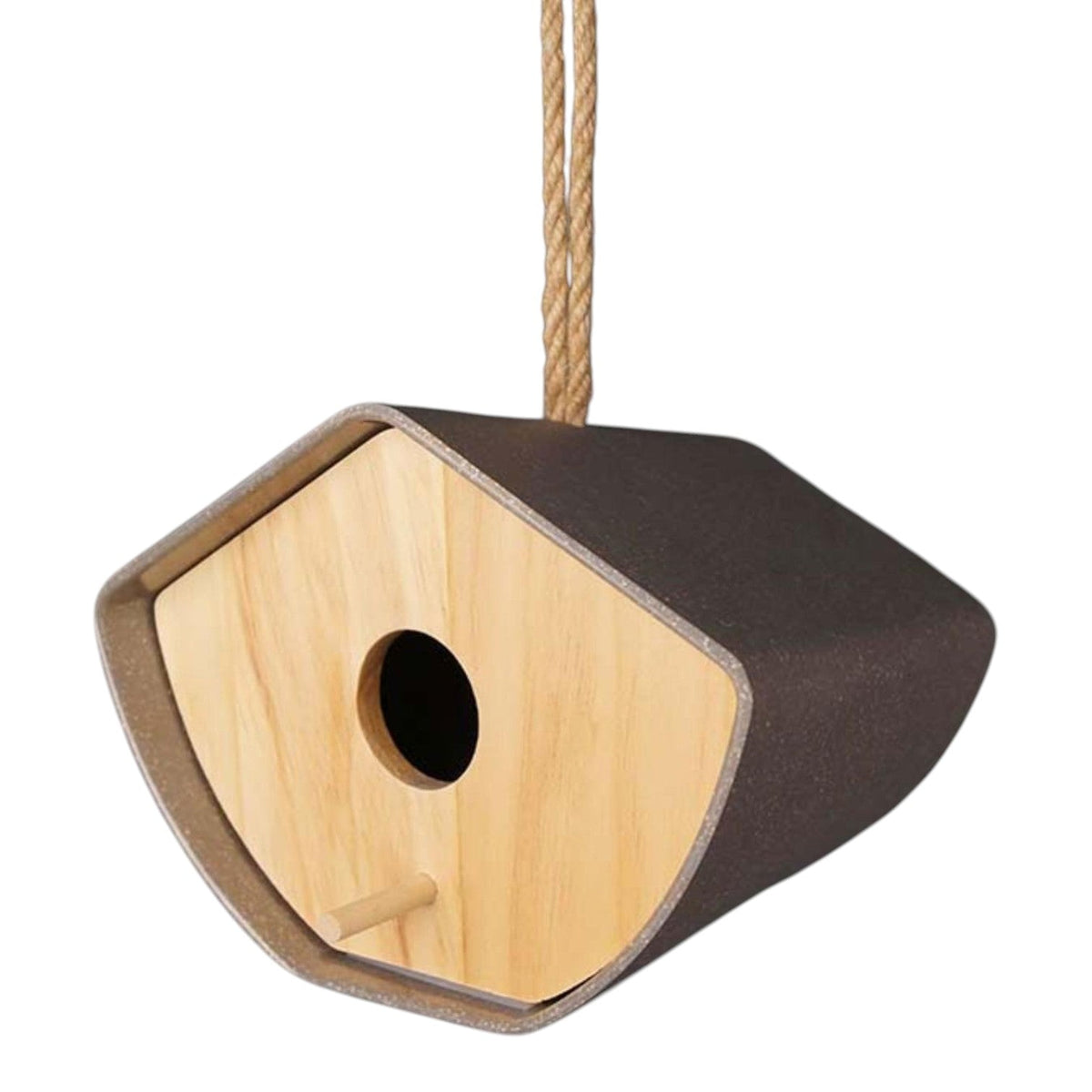 Earthy Anthracite Bamboo Japandi Birdhouse (16cm)
