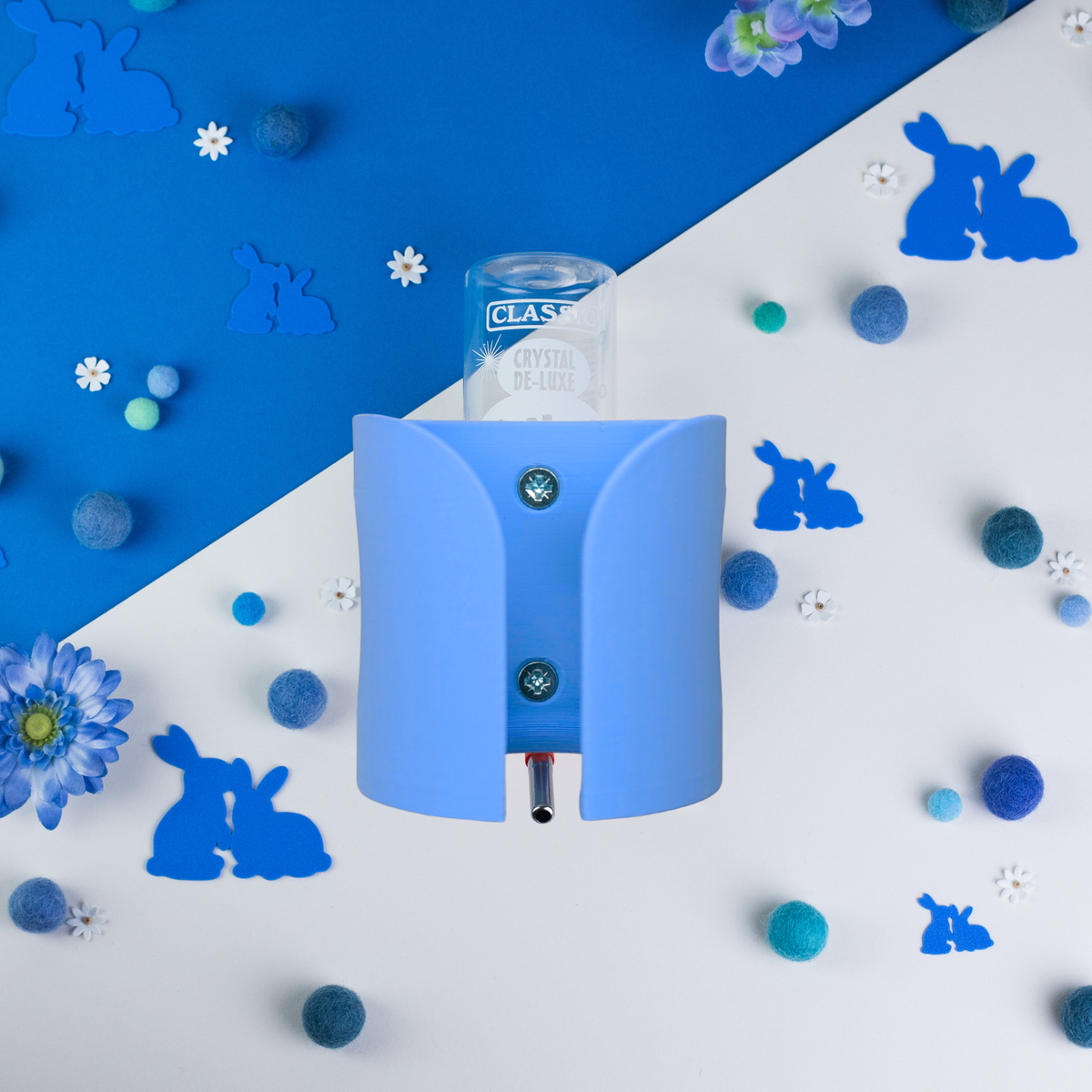 Guinea Pig Bottle Holder Duo Pack – Sky Blue | 2x No-Wire | Made in Britain