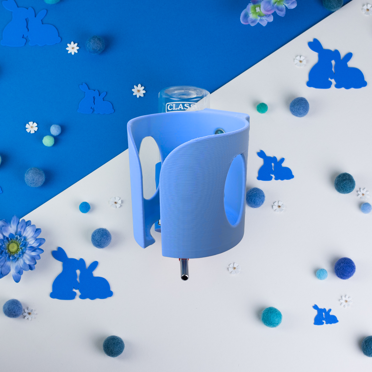 Guinea Pig Bottle Holder Duo Pack – Sky Blue | 2x No-Wire | Made in Britain