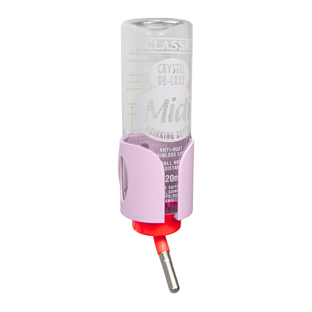 No-Wire Guinea Pig & Rabbit Water Bottle Holder – Pastel Pink | Made in Britain